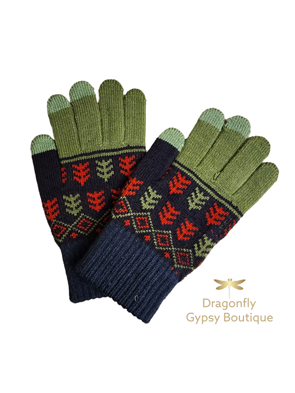 Knit Aztec gloves