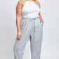 Missy Plus Linen Button Hem Flood