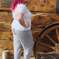 Missy Plus Linen Button Hem Flood