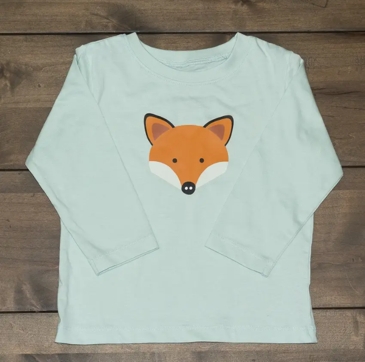 Organic Cotton Caribbean Teal Fox Long Sleeve Tee