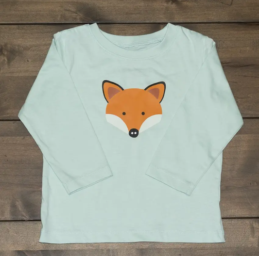 Organic Cotton Caribbean Teal Fox Long Sleeve Tee