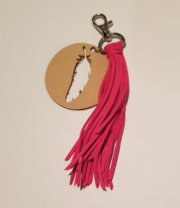 Leather feather keychain