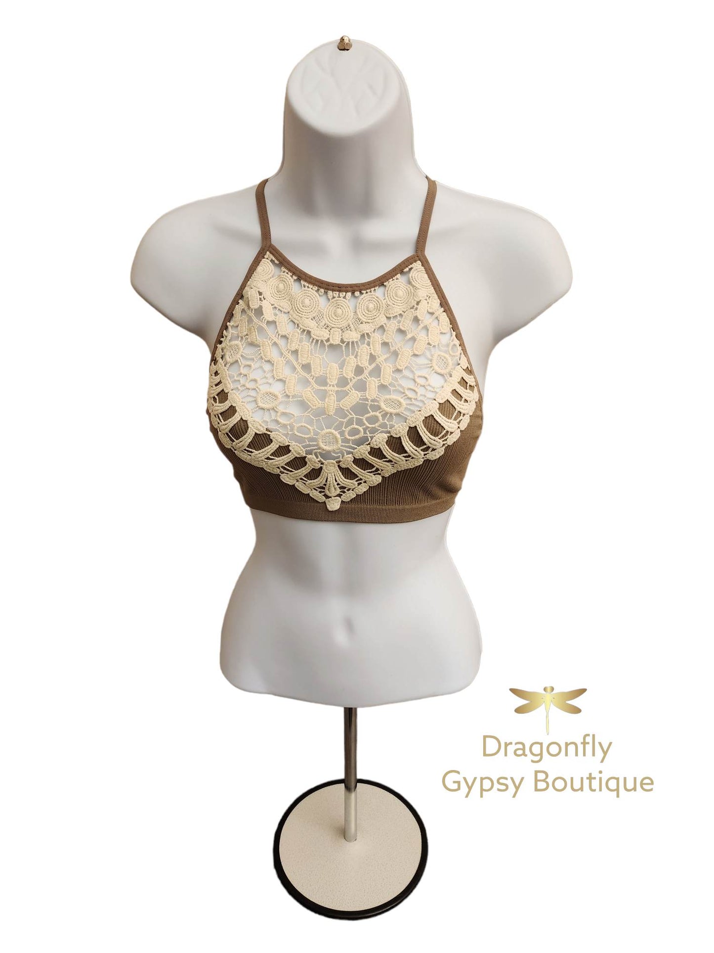 Crochet Lace High Neck Bralette