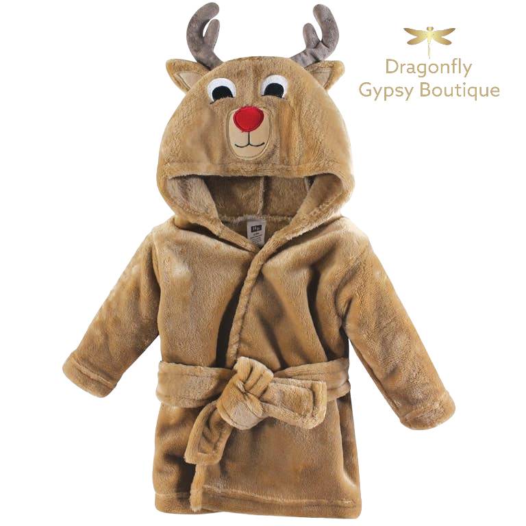 Hudson Baby Plush Animal Face Bathrobe, Boy Reindeer