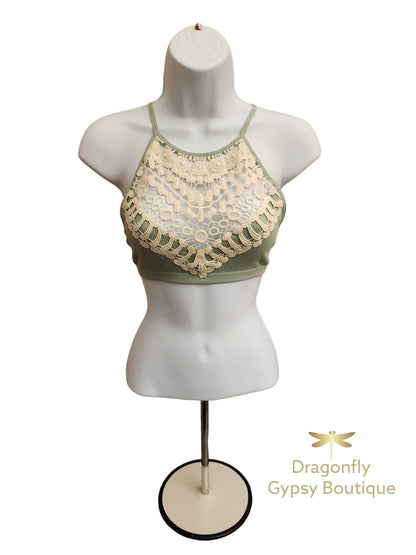 Crochet Lace High Neck Bralette