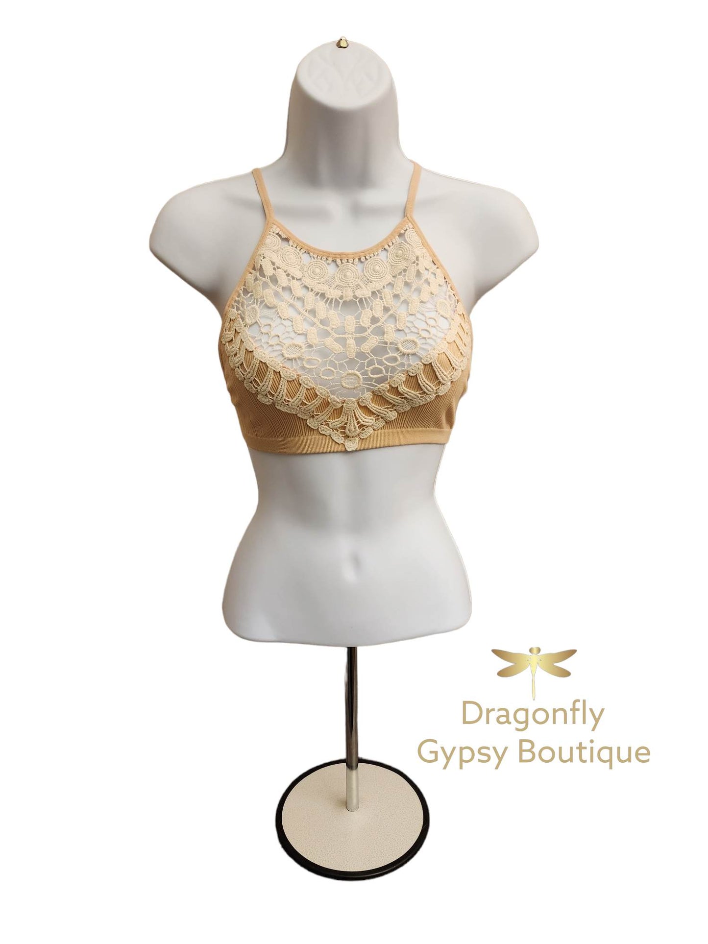 Crochet Lace High Neck Bralette