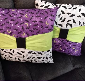Purple and White Bats Decorative Pillow