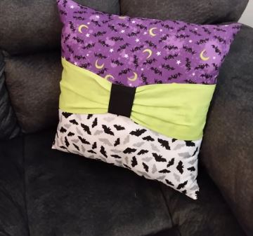 Purple and White Bats Decorative Pillow