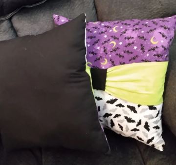 Purple and White Bats Decorative Pillow
